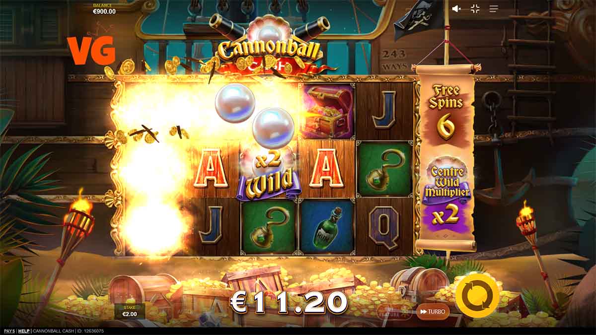 Cannonball Cash slot game by Red Tiger Gaming, 11.20 win